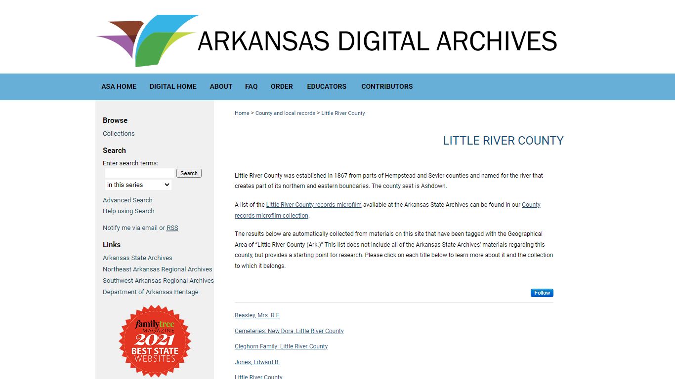 Little River County | County and local records - Arkansas